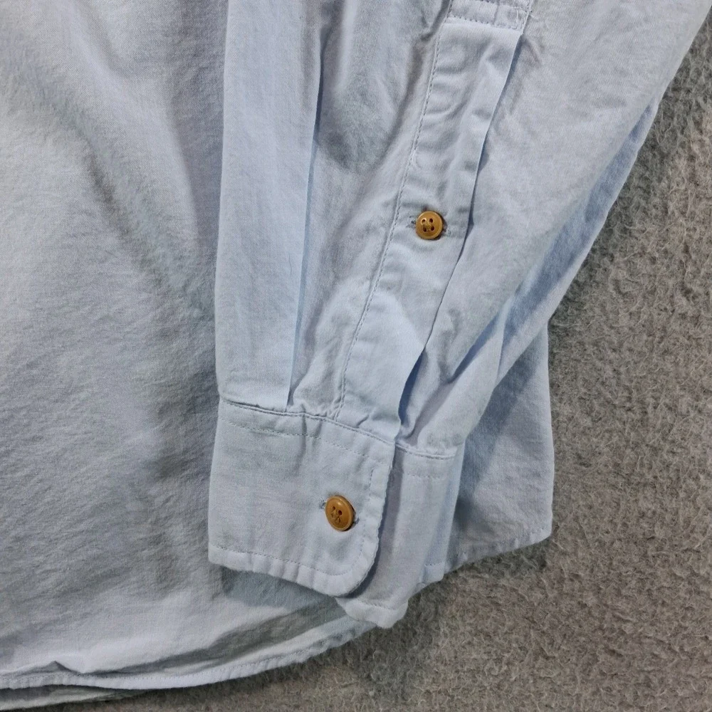 J.Crew Button Down Shirt Men L Light Blue Brown Button Old Money Long Sleeve